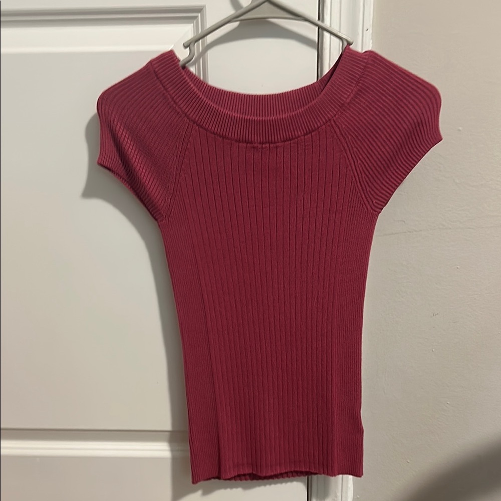 Express Ribbed Knit Top in Pink